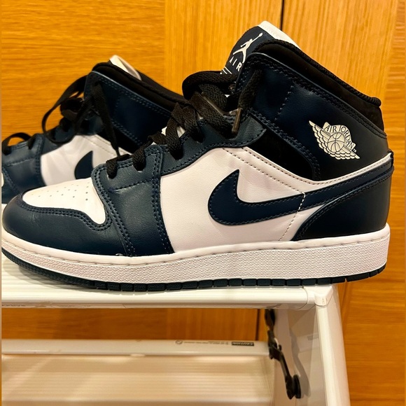 Nike Air Jordan 1 | Mid Sneakers | Armory Navy, White and Black | Size 7Y - Picture 1 of 10